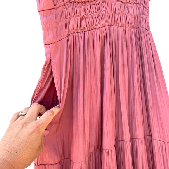 Anthropologie The Somerset Maxi Dress Satin Pink Rose XS Small Wedding - Picture 6 of 11